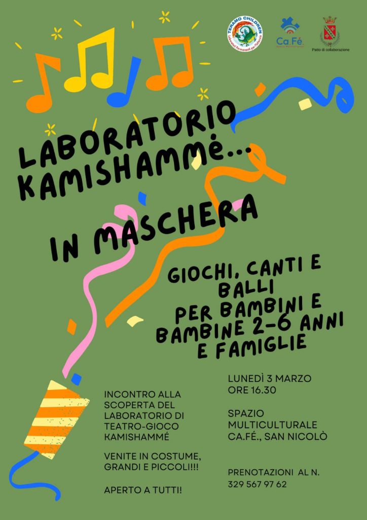 Laboratorio Kamishammè in maschera per Carnevale a Teramo
