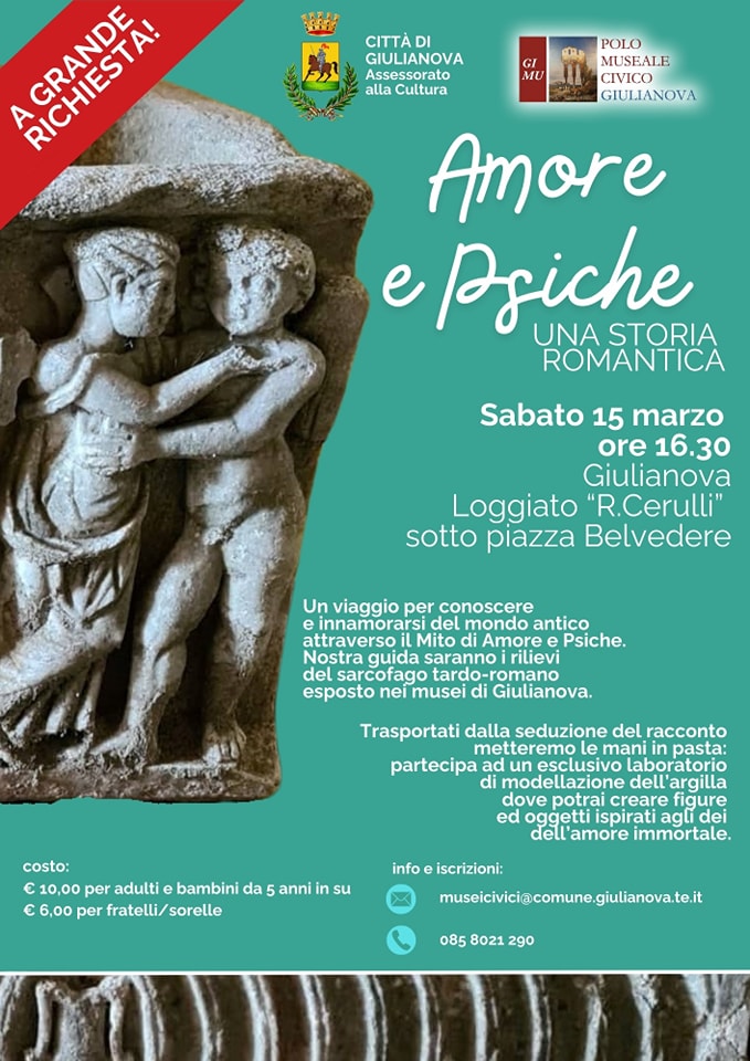 Amore e Psiche a Giulianova visione guidata dell'opera e laboratorio a tema