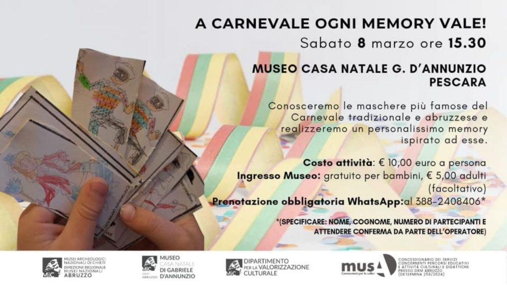 Carnevale a Pescara al Museo Casa Natale D'Annunzio laboratorio per bambini