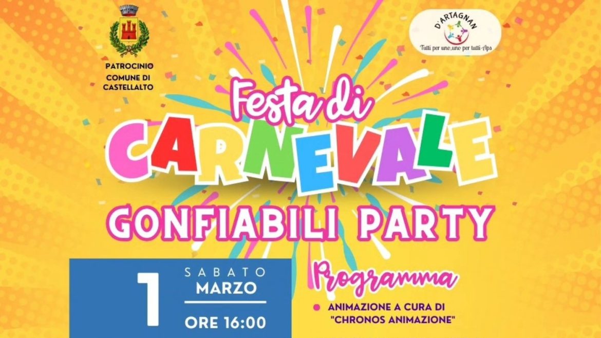 Festa di Carnevale a Castellalto Gonfiabili Party musica merenda truccabimbi