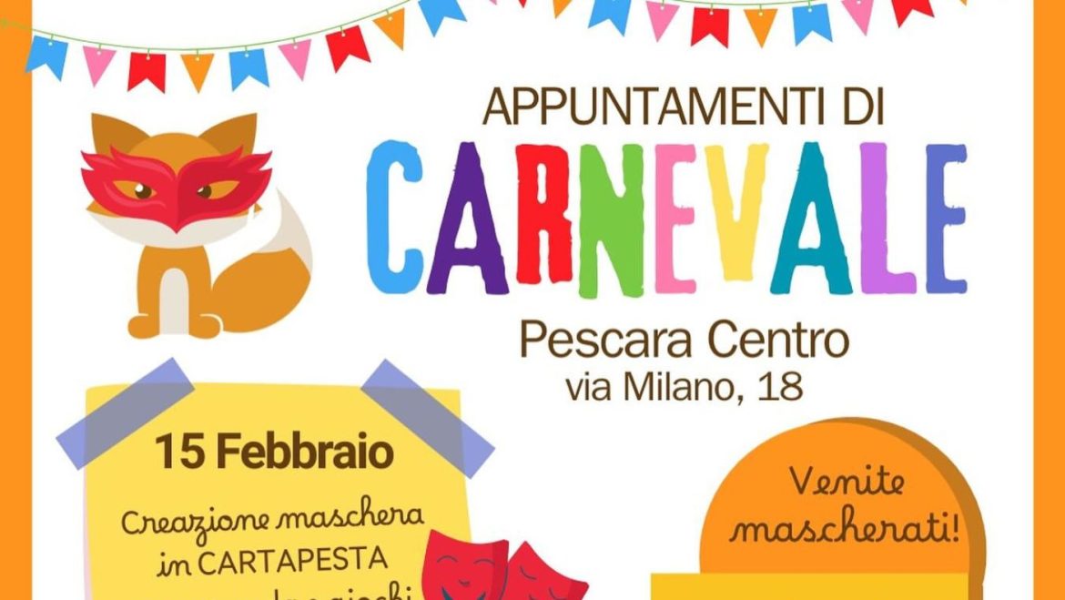 Laboratori di Carnevale a Pescara con attività e merenda