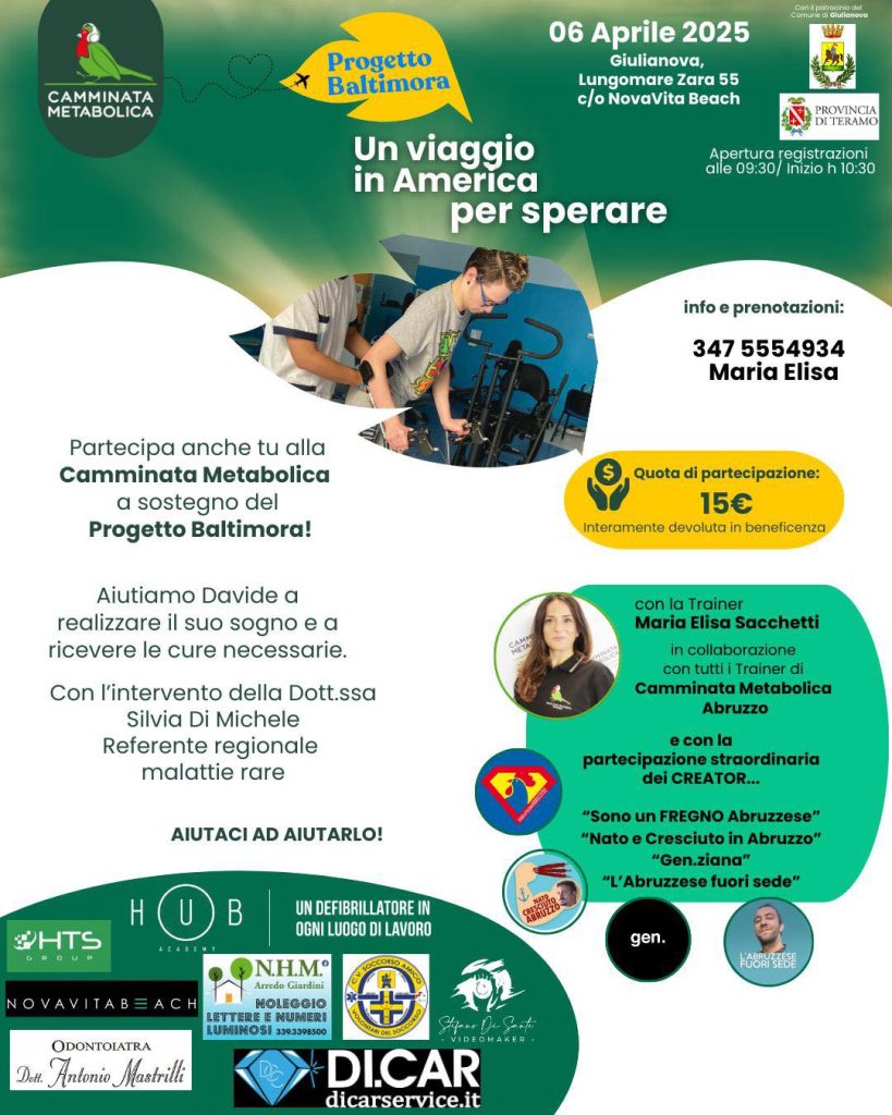 Camminata Metabolica a sostegno di Davide D'Acerno e del Progetto Baltimora