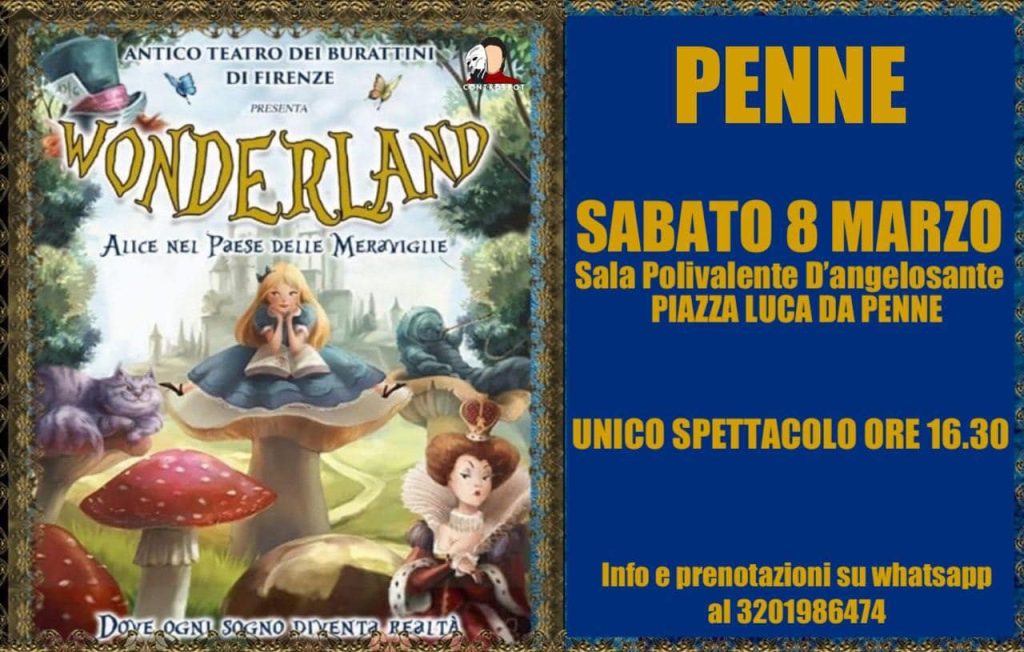 Teatro dei burattini a Penne con Wonderland Alice nel Paese delle Meraviglie