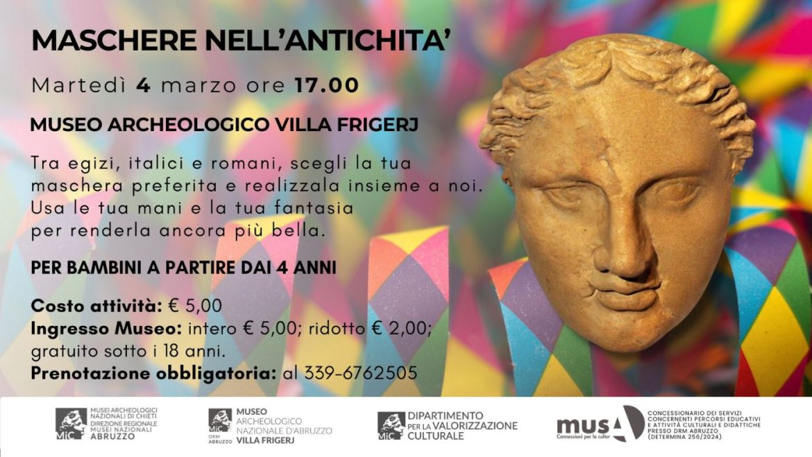 Laboratorio di Carnevale al Museo Archeologico Villa Frigerj a Chieti