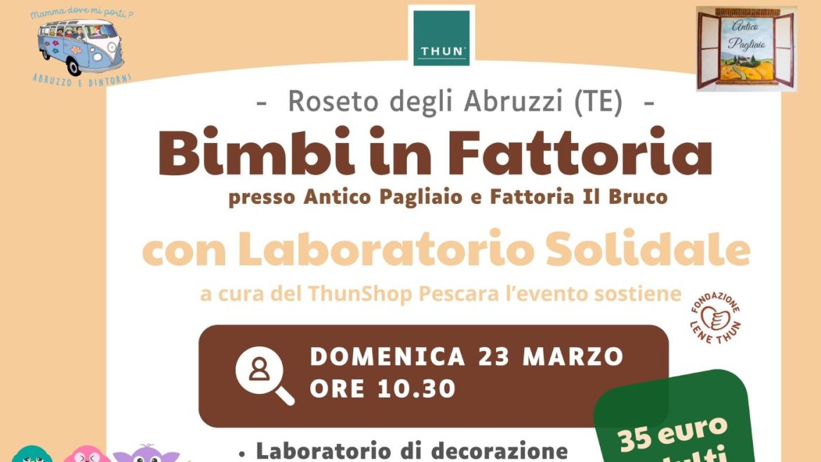 Bimbi in Fattoria 2025 a Roseto degli Abruzzi laboratorio solidale e pranzo
