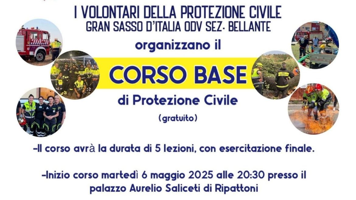 Il nuovo Corso Base di Protezione Civile a Bellante parte a maggio