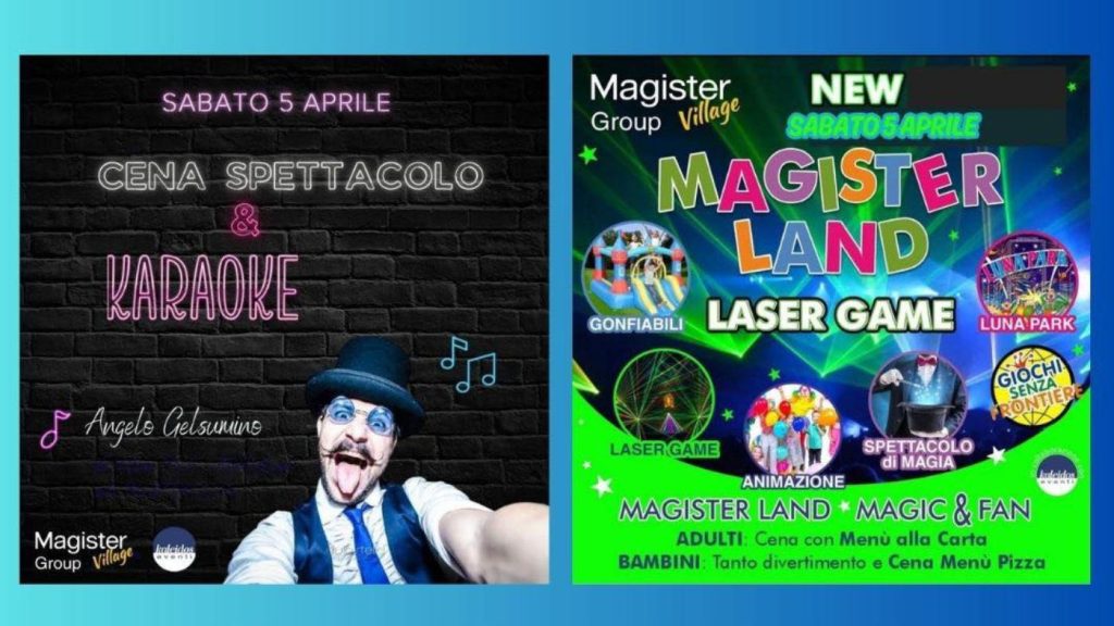 Cena con giochi e attività per bambini a Montesilvano da Magister Village