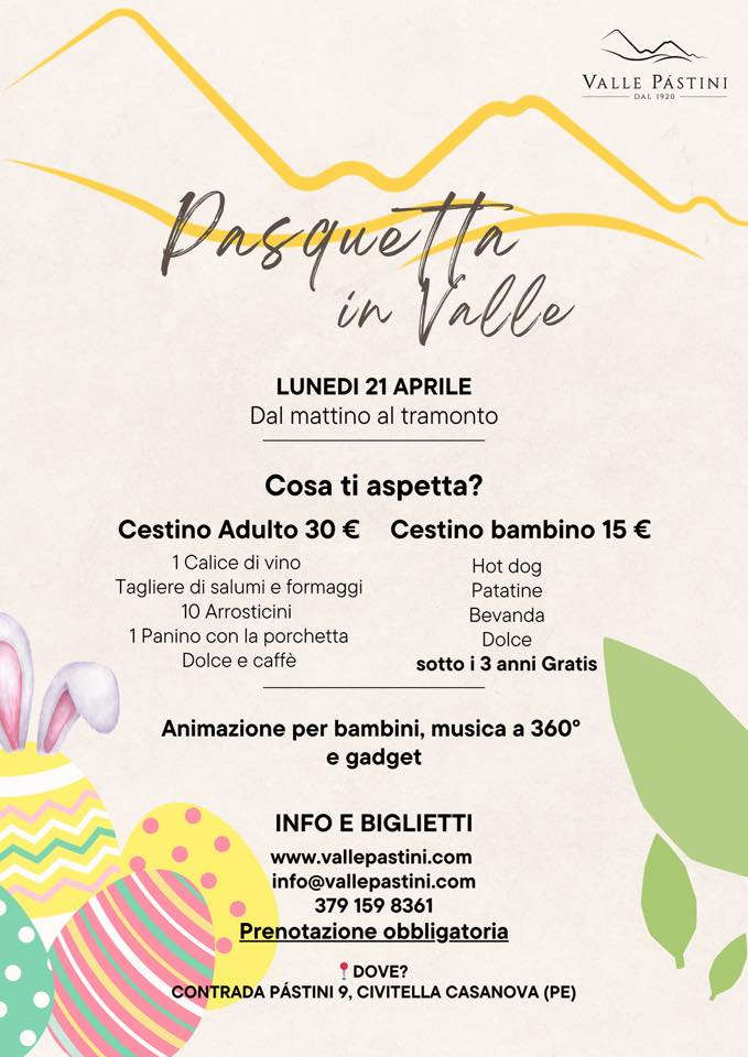 Pasquetta in Valle a Civitella Casanova picnic tra gli uliveti, animazione e ottimo cibo