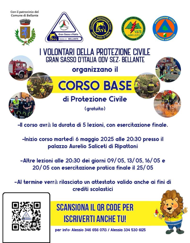 Il nuovo Corso Base di Protezione Civile a Bellante parte a maggio