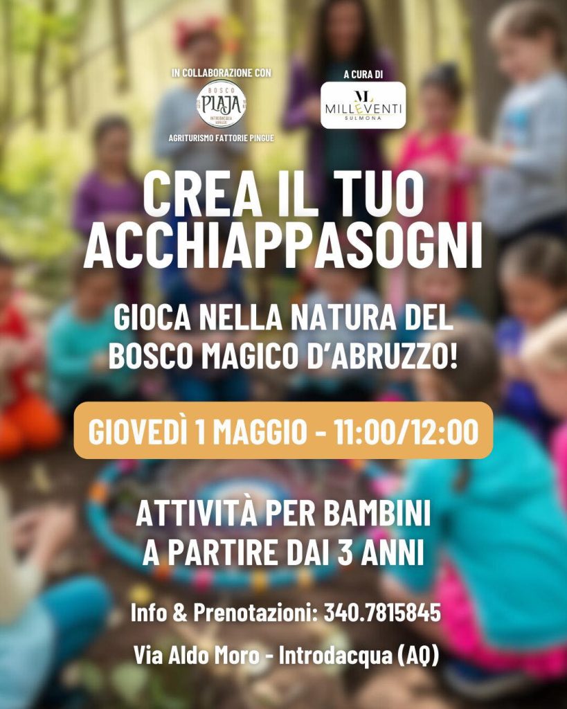 1 maggio nel bosco a Introdacqua laboratorio creativo e pranzo
