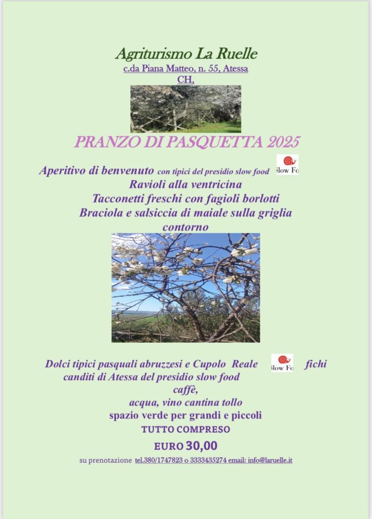 Pasquetta in agriturismo ad Atessa da La Ruelle