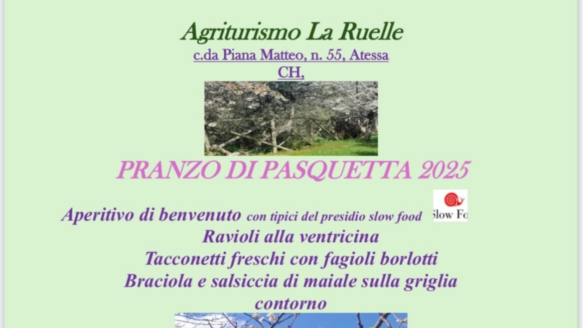 Pasquetta in agriturismo ad Atessa da La Ruelle