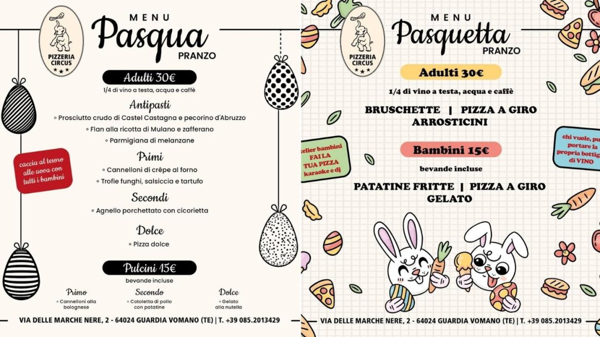 Pasqua a Pasquetta a Guardia Vomano da Pizzeria Circus caccia al tesoro e laboratorio