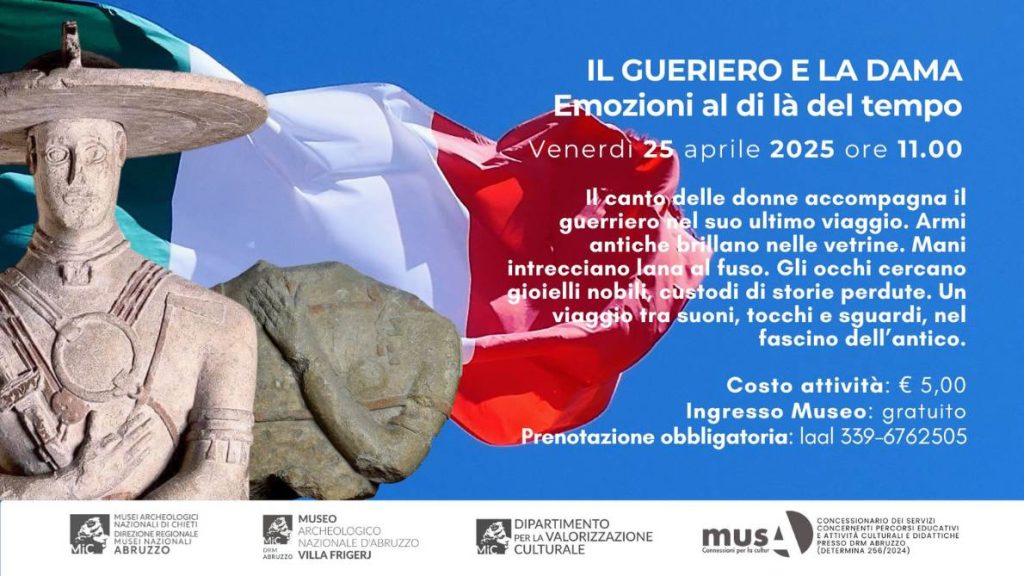 25 aprile a Chieti al Museo Archeologico Villa Frigerj con il Guerriero e la Dama