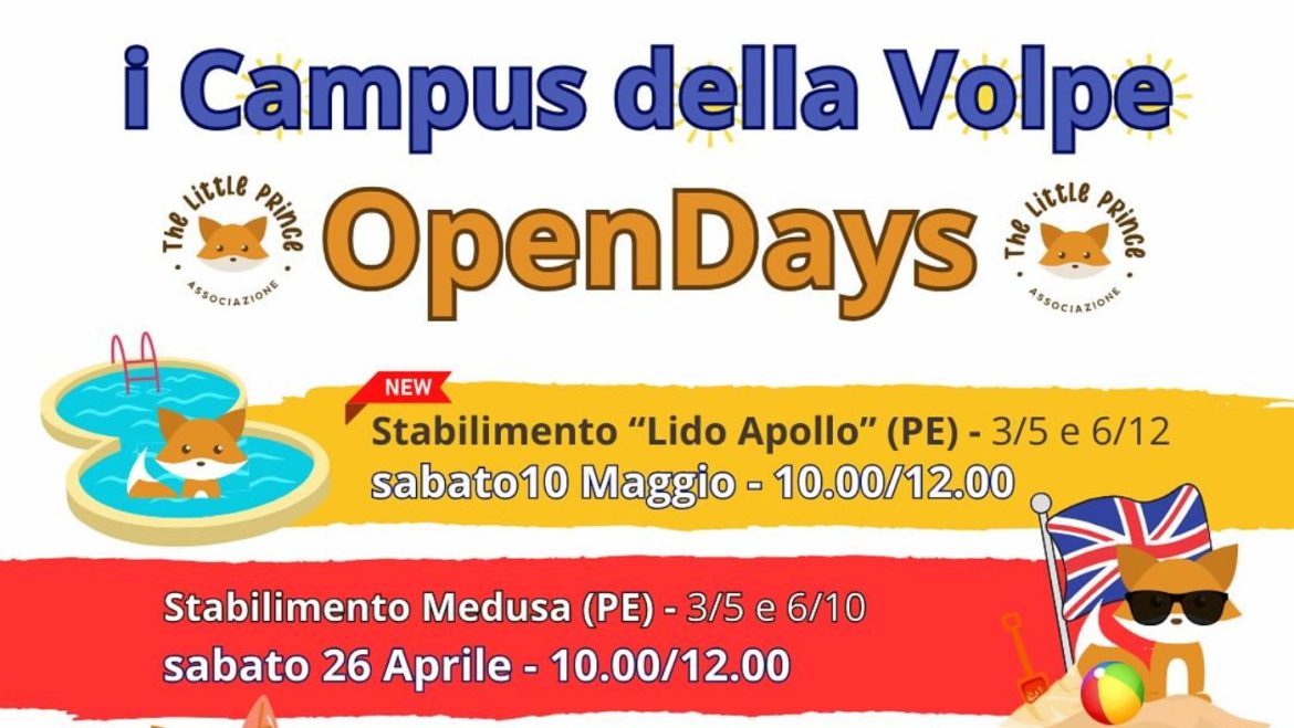 Campus estivi a Pescara e Villa Raspa di Spoltore con gli Open Days