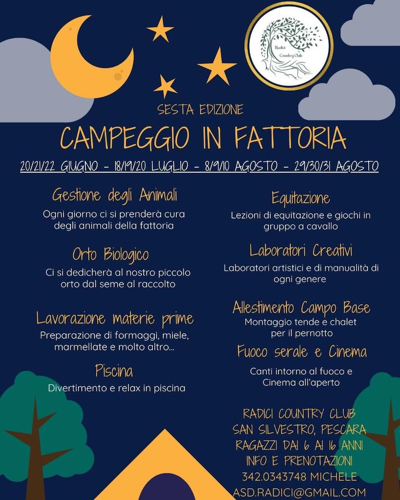 Campeggio in Fattoria 2025 a Pescara animali, orto, laboratori