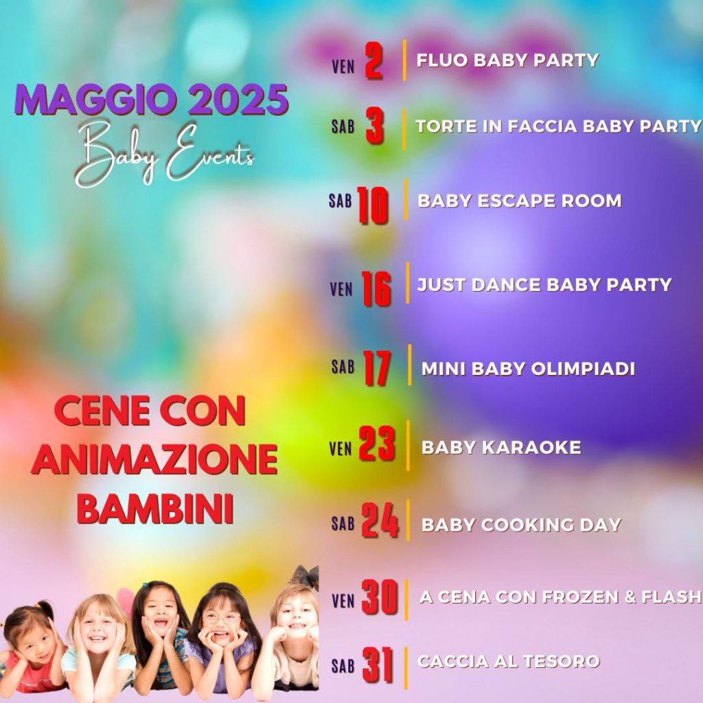 Cene con animazione bimbi a Montesilvano per tutto il mese di maggio