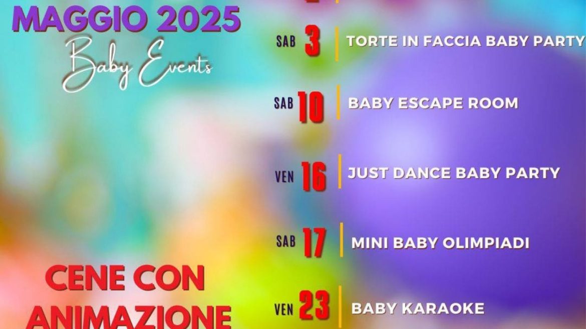 Cene con animazione bimbi a Montesilvano per tutto il mese di maggio