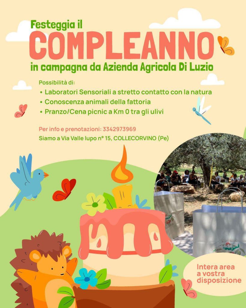 Feste di compleanno in campagna a Collecorvino da Azienda Agricola Di Luzio