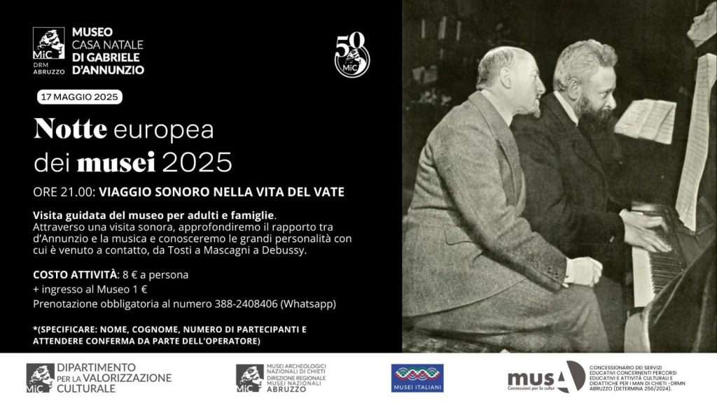 Notte Europea dei Musei a Pescara al Museo Casa Natale Gabriele D'Annunzio
