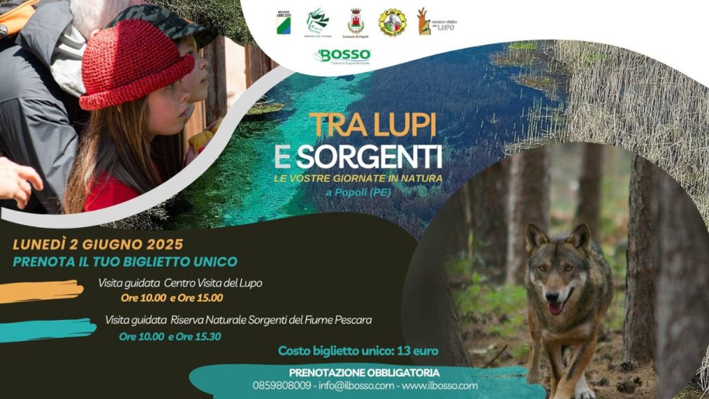 Ponte del 2 giugno a Popoli Terme lupi e sorgenti con visite guidate a biglietto unico in provincia di Pescara