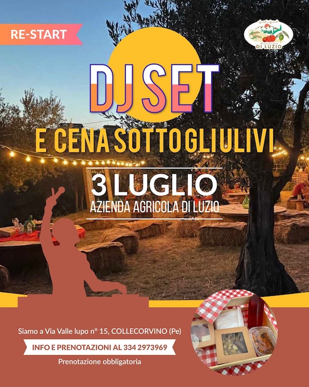 DJ Set e cena picnic sotto gli ulivi da Azienda Agricola Di Luzio a Collecorvino