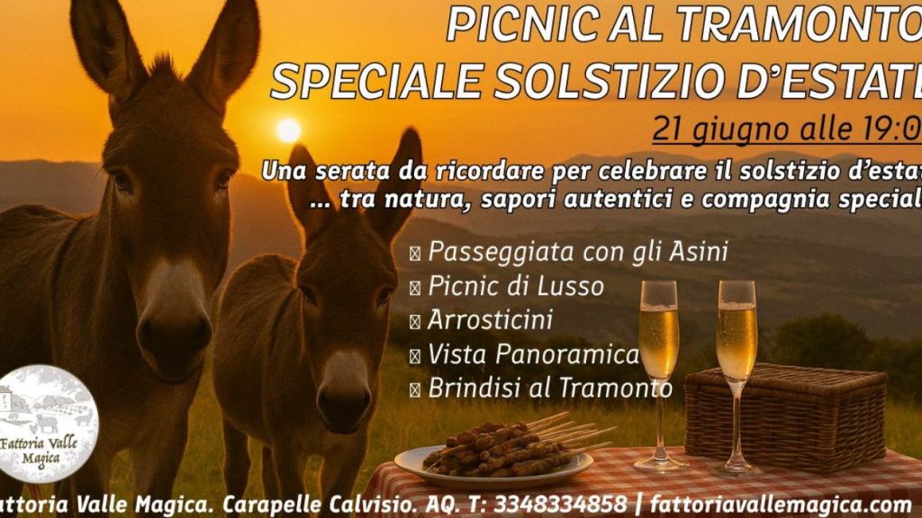 Solstizio d'estate a Carapelle Calvisio con Picnic con gli asini al tramonto