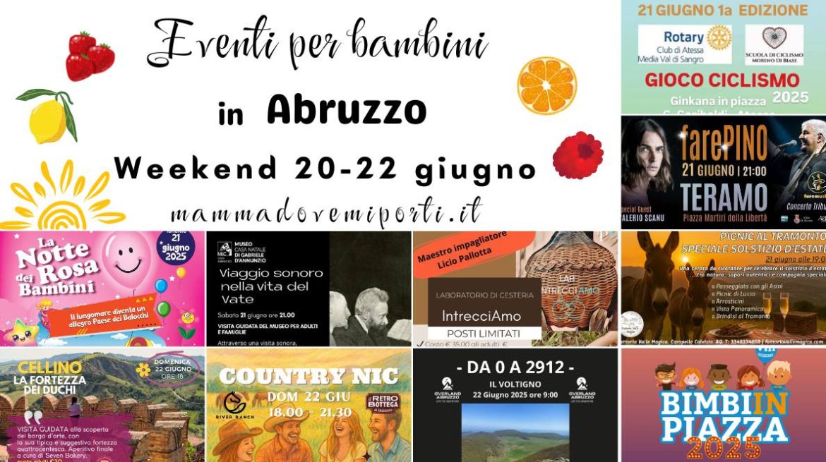 Eventi per bambini in Abruzzo weekend 20-22 giugno 2025
