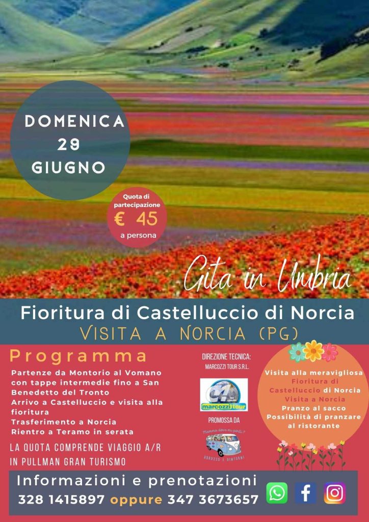 Fioritura di Castelluccio e Norcia Gita in pullman in Umbria