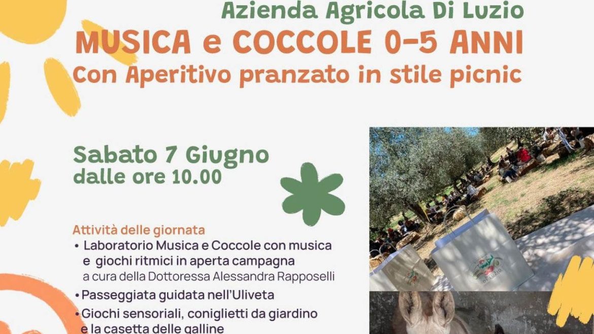 Musica e Coccole in fattoria a Collecorvino con aperitivo pranzato e visita alla fattoria