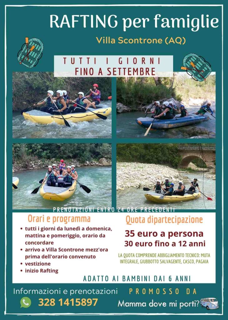 Rafting in Abruzzo 2025 divertimento per famiglie adatto ai bambini