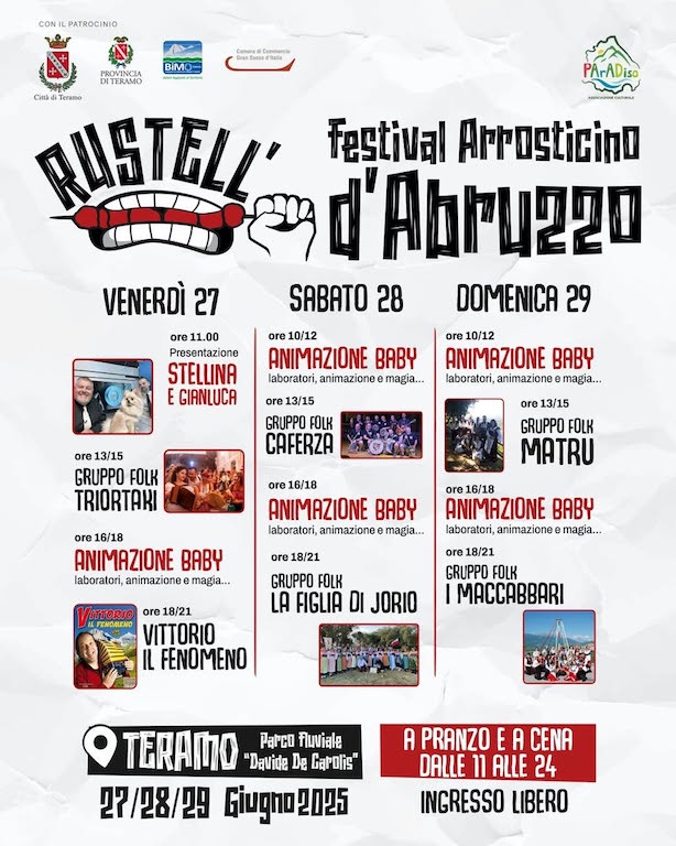 Rustell’ - Festival dell’Arrosticino a Teramo arrosticini, spettacoli, musica e animazione per bambini