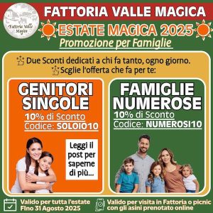 Da Fattoria Valle Magica arriva la promozione per genitori single e famiglie numerose