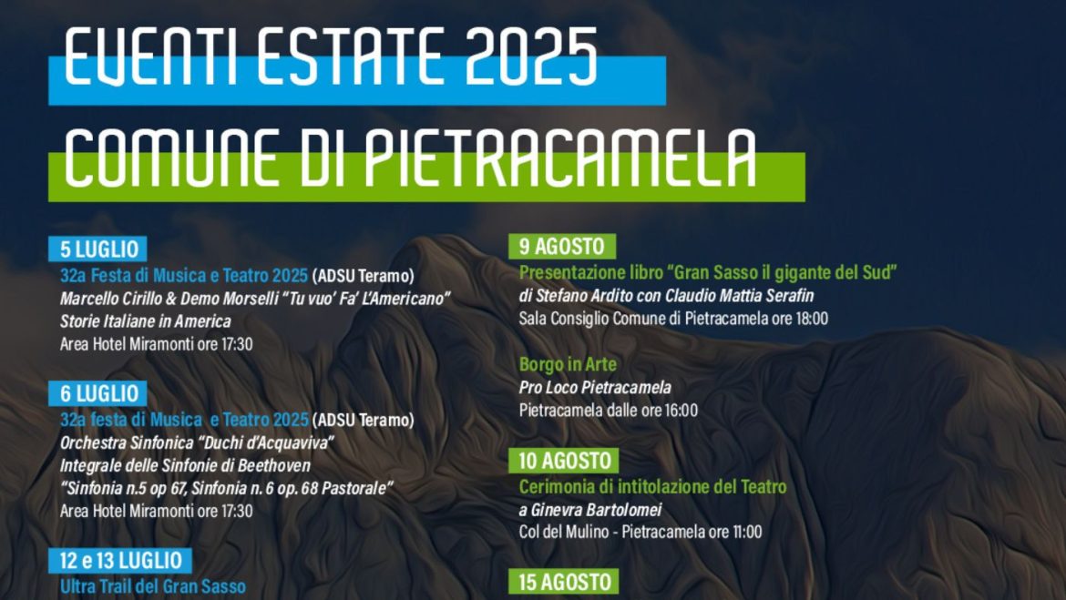 Eventi Estate 2025 del Comune di Pietracamela il programma completo