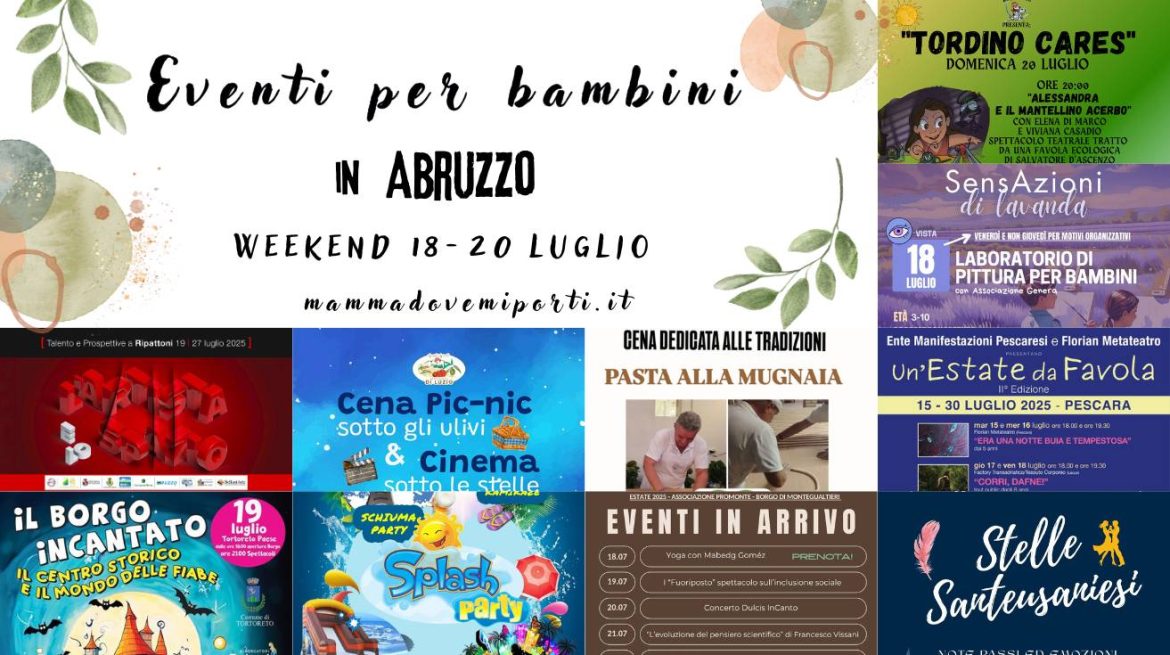 Eventi per bambini in Abruzzo weekend 18-20 luglio 2025