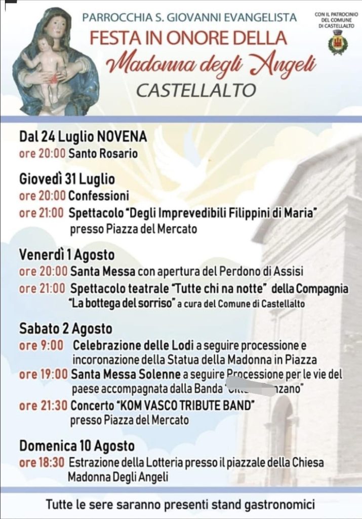 Festa in onore della Madonna degli Angeli a Castellalto il programma completo