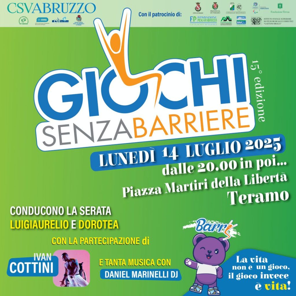 Giochi senza Barriere 2025 a Teramo sport, inclusione, musica e gioco