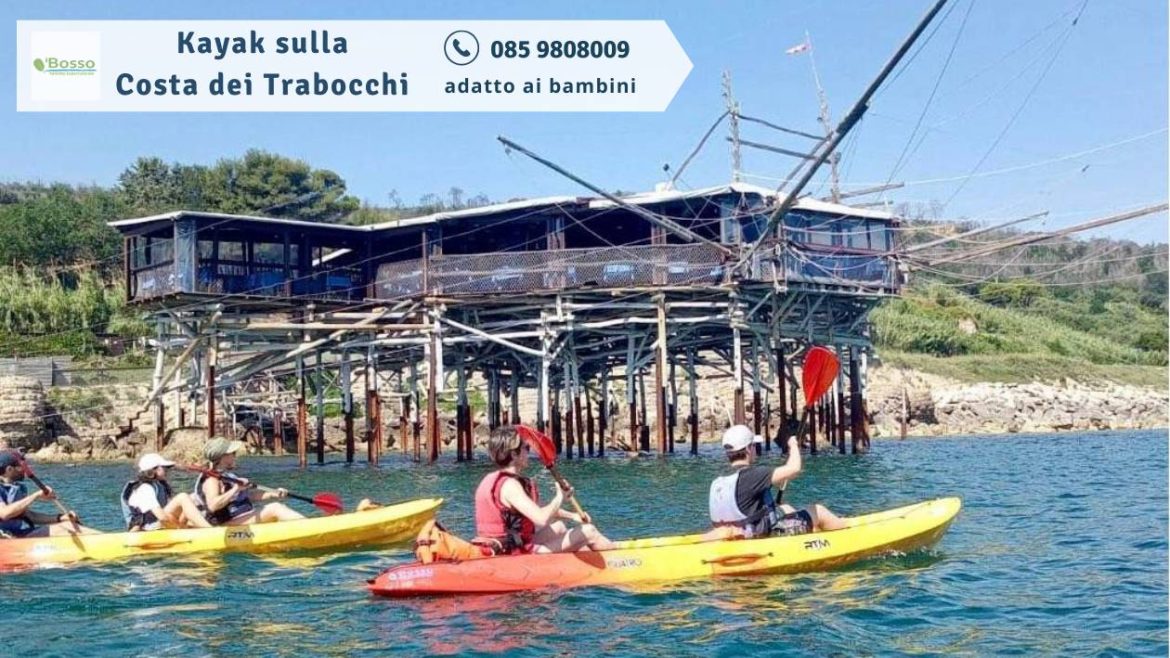 Kayak sulla Costa dei Trabocchi con Il Bosso adatto ai bambini