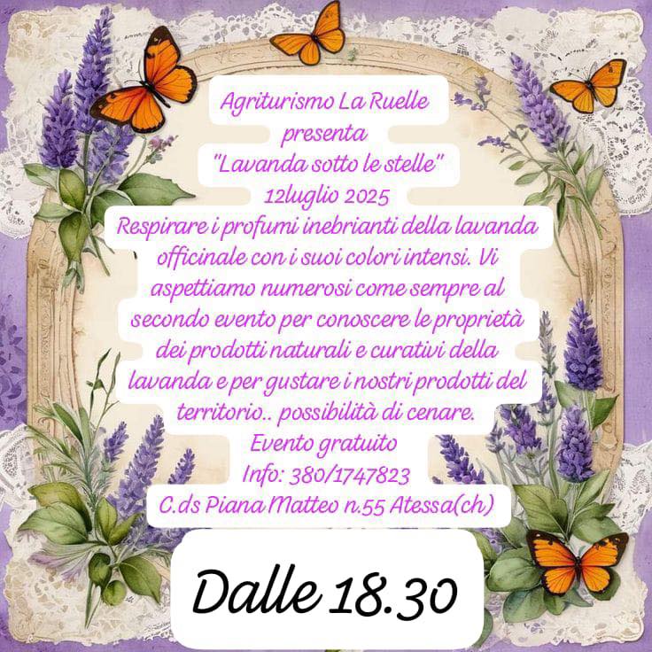 Lavanda sotto le Stelle ad Atessa nuova data con i profumi e sapori del territorio