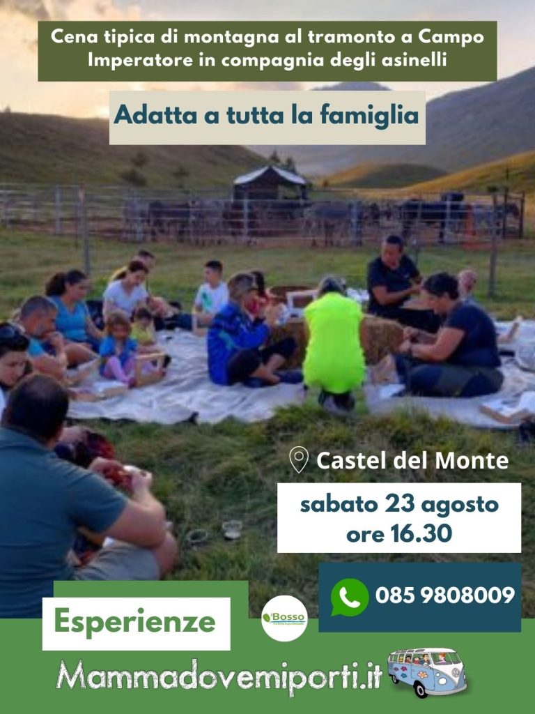 Escursione al tramonto a Campo Imperatore con cena tipica di montagna e gli asinelli