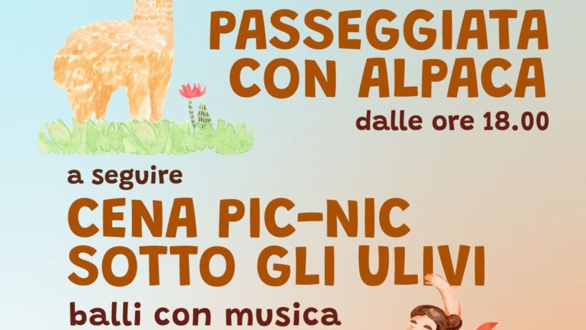 Passeggiata con gli Alpaca e Cena Picnic sotto gli ulivi con la Pizzica a Collecorvino
