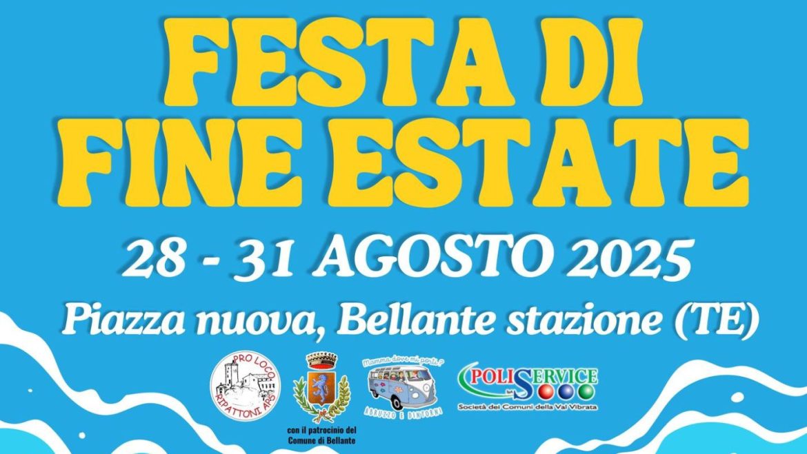 Festa di Fine Estate 2025 a Bellante musica, laboratori, letture e food nella piazza nuova