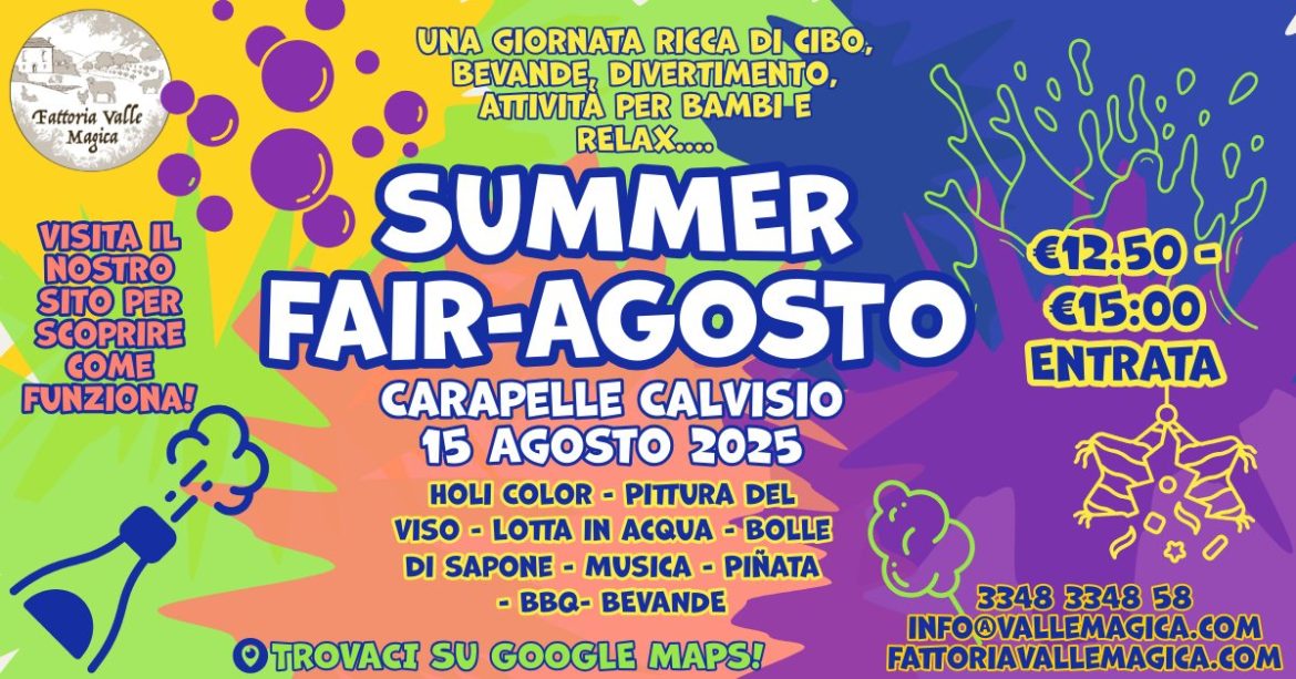 Ferragosto 2025 in Fattoria Valle Magica a Carapelle Calvisio cibo, animali e giochi
