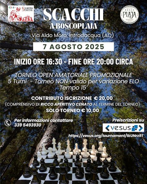 Scacchi a Bosco Plaja a Introdacqua torneo nel bosco adatto a tutti con aperitivo