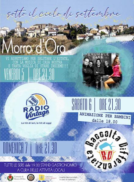 Sotto il cielo di settembre a Morro d'Oro musica animazione bimbi e food