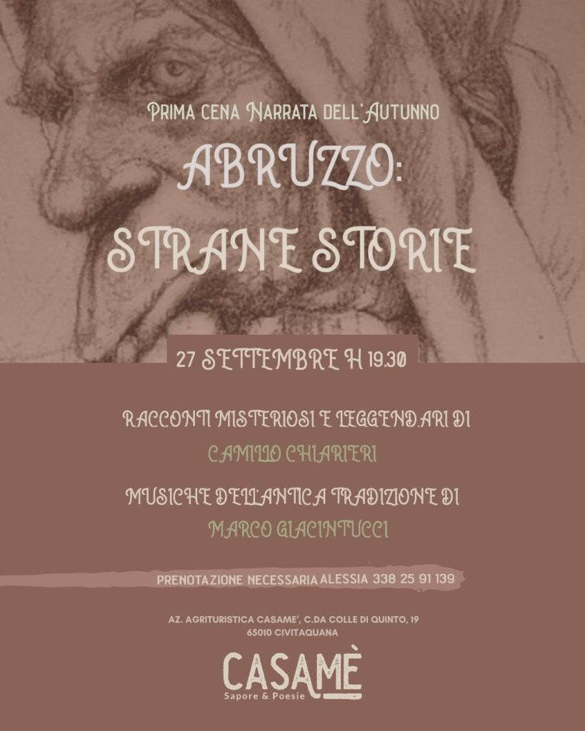 Abruzzo- strane storie Cena Narrata a Civitiquana musica racconti e cibo della tradizione