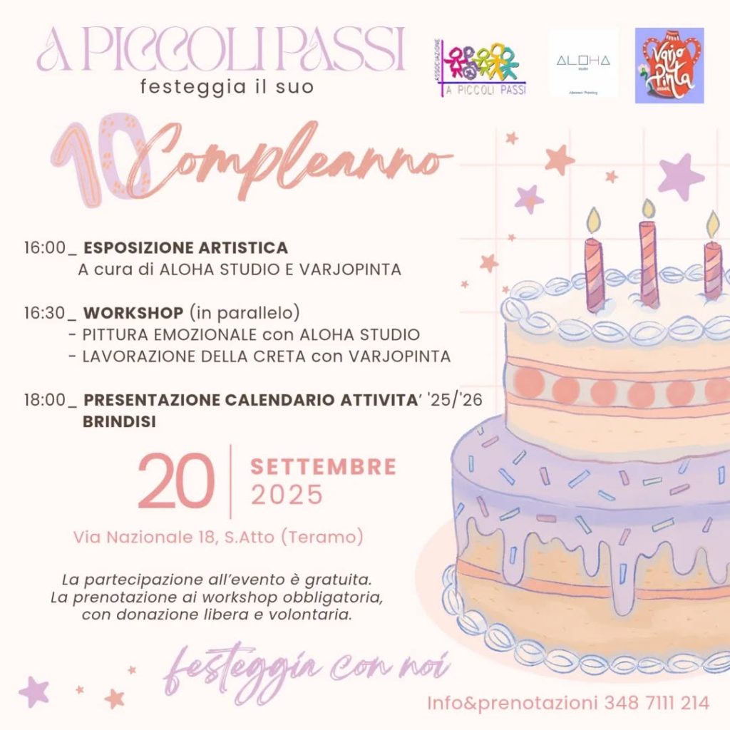 A Piccoli Passi festeggia 10 anni di attività con esposizione laboratori e brindisi