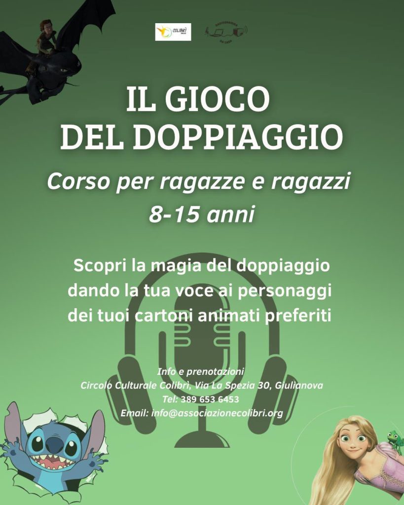 Corso di doppiaggio a Giulianova per bambini e ragazzi si comincia a ottobre