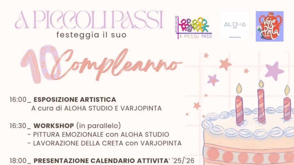 A Piccoli Passi festeggia 10 anni di attività con esposizione laboratori e brindisi