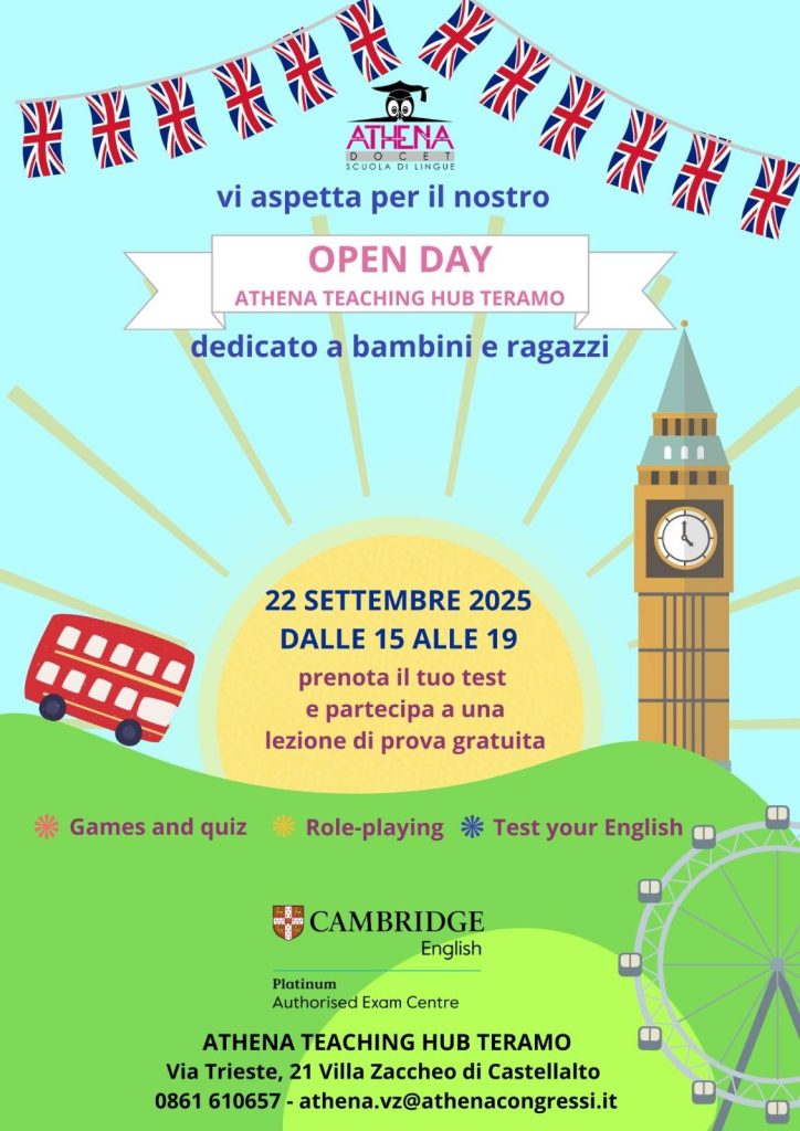Open Day Athena Teaching Hub Teramo corsi di lingue bambini e ragazzi